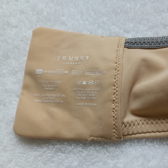Tan Polyester TRUSST Lingerie Bra 34F (DDD) - Picture 2 of 3
